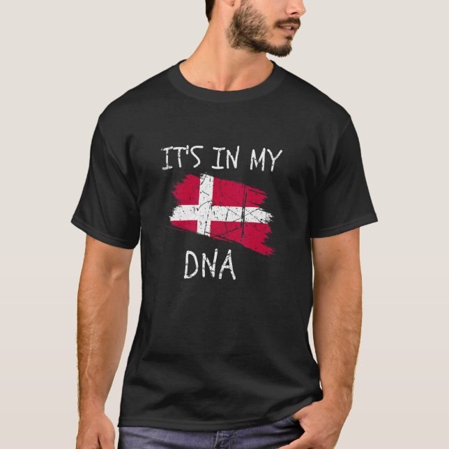 Proud Danish Pride Flag It's in my DNA Denmark T-Shirt (Front)