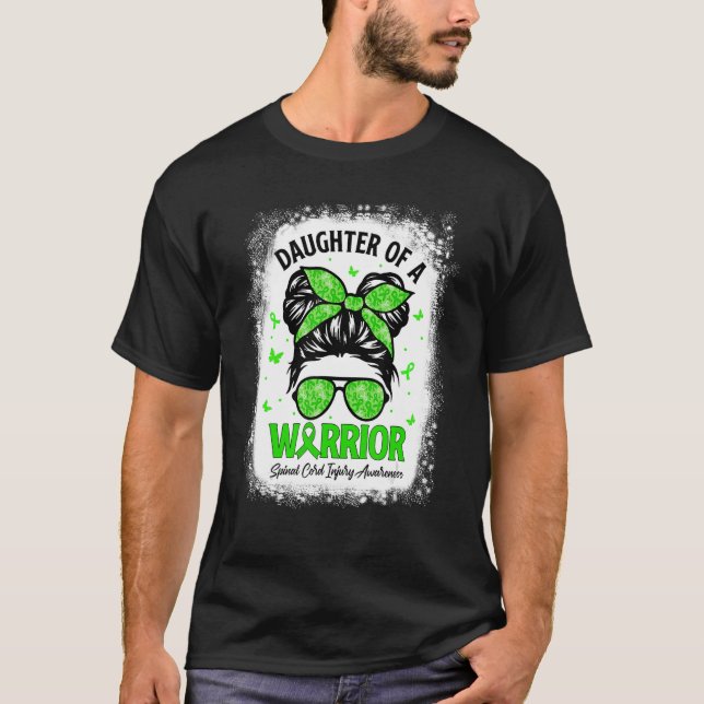 Proud Daughter Messy Bun Warrior Spinal Cord Injur T-Shirt (Front)