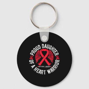 Proud Daughter Of A Heart Warrior Heart Disease Aw Keychain