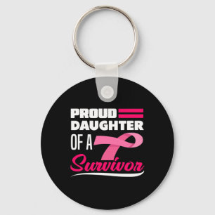Proud Daughter Of A Survivor Mom Breast Cancer Awa Keychain