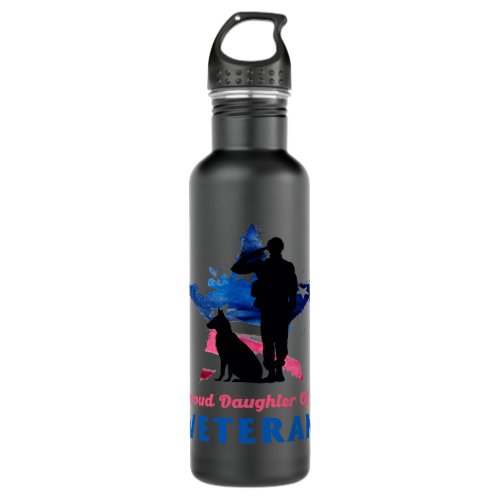 Proud Daughter of a Veteran Us Flag Tee Fathers Da Stainless Steel Water Bottle