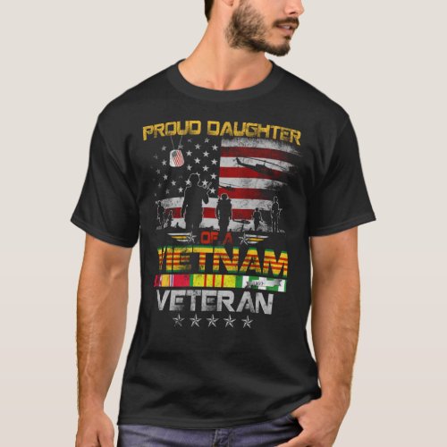 Proud Daughter of A Vietnam Veteran Flag Vietnam W T_Shirt