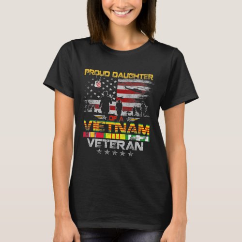 Proud Daughter of A Vietnam Veteran Flag Vietnam W T_Shirt