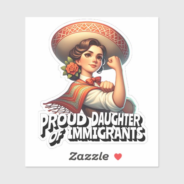 Proud Daughter of Immigrants Retro Pink Sticker (Sheet)