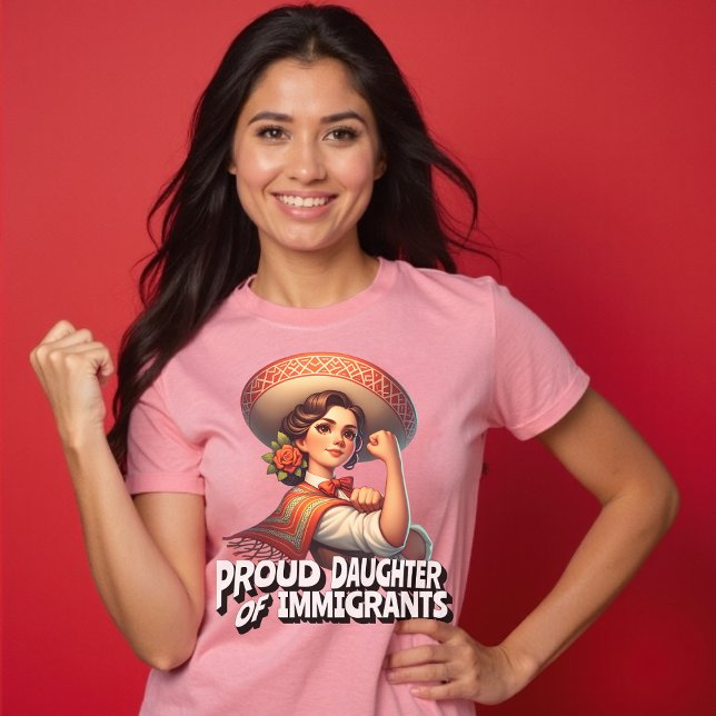 Proud Daughter of Immigrants Retro Pink T-Shirt (Proud Daughter of Immigrants Retro Pink T-Shirt)