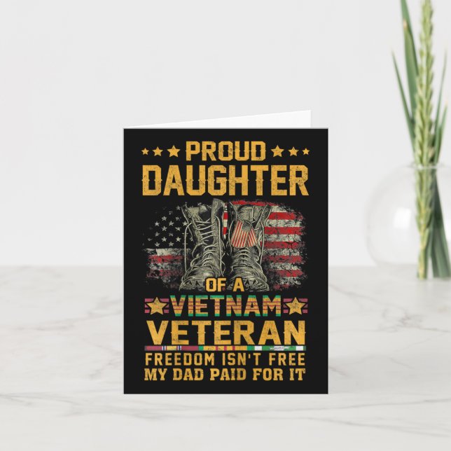 Proud Daughter Of Vietnam Veteran Patriotic Vet Fl Card (Front)