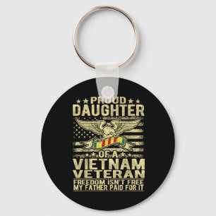 Proud Daughter Of Vietnam Veteran Us Flag Military Keychain