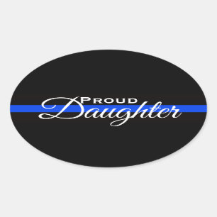 PROUD DAUGHTER POLICE OFFICER OVAL BUMPER STICKER