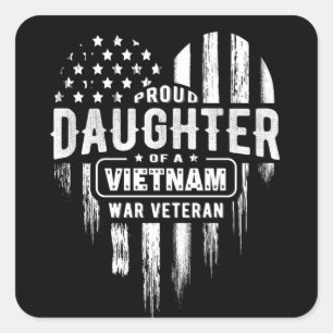 Proud Daughter Vietnam Vet Dad Square Sticker