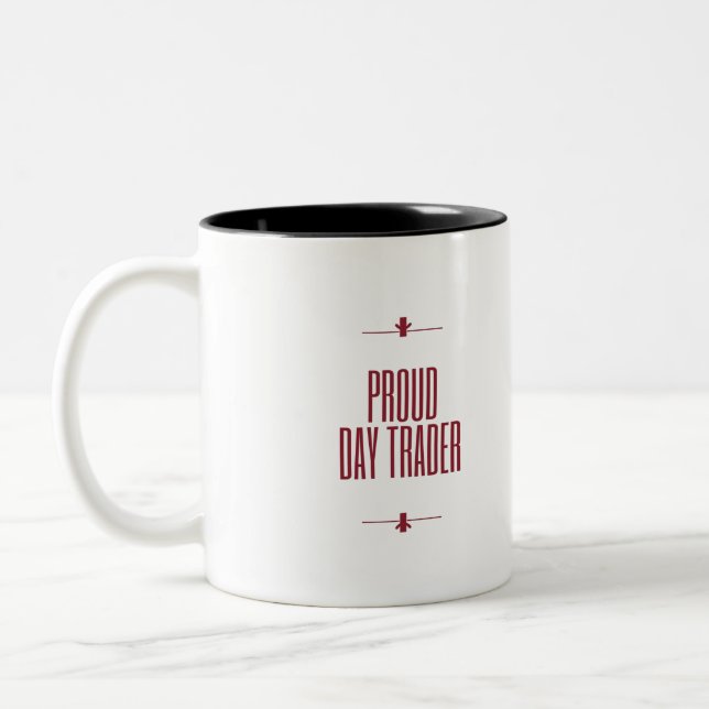 Proud day trader Two-Tone coffee mug (Left)