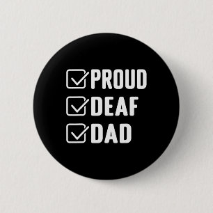 Proud deaf dad ASL Hand gesture deaf awareness Button