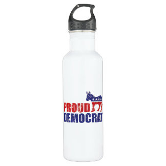 Proud Democrat Donkey Distressed Tan Water Bottle