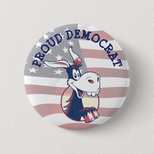 Proud Democrat Donkey Political Funny Button (Front)