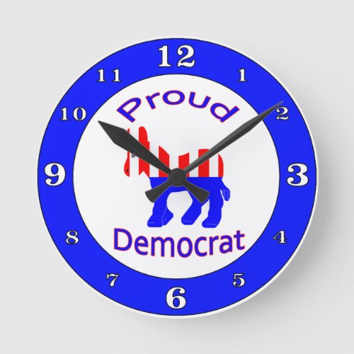 Proud Democrat Numbered Round Clock