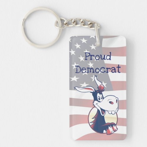 Proud Democrat Political Party Donkey Keychain