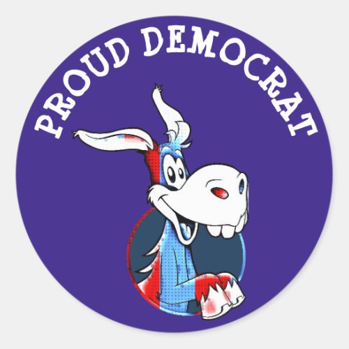 Proud Democrat Political Party Donkey Patriotic Classic Round Sticker