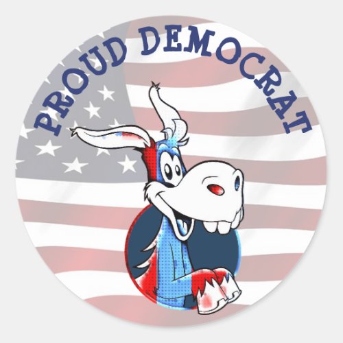 Proud Democrat Political Party Donkey Patriotic Classic Round Sticker
