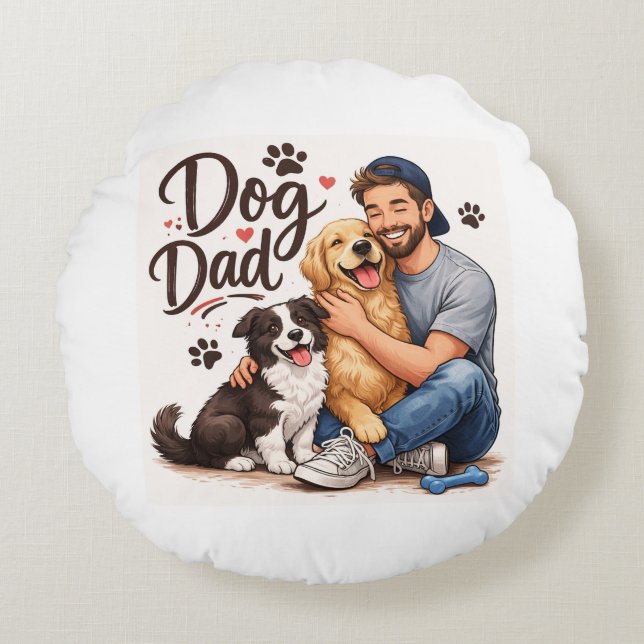 Proud Dog Dad Throw Pillow – Cute Dog Lover Home D (Front)
