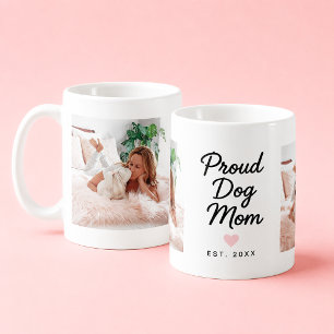 Proud Dog Mom Custom 2 Photo Dog Lover Gift Coffee Mug