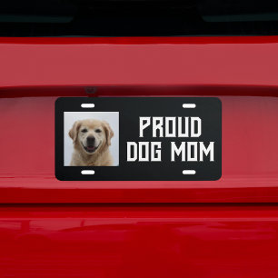 Proud Dog Mom Golden Retriever Custom Photo Text License Plate