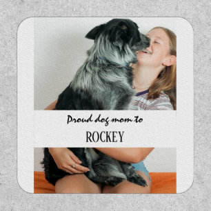 Proud dog mom personalized image and name pet patch