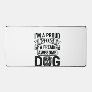 Proud Dog Mom Vintage Engraving Vector Design_1 Desk Mat