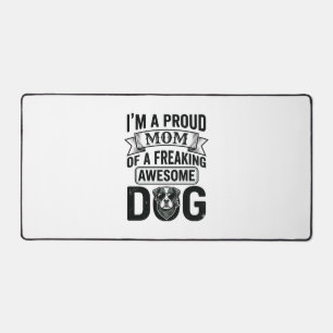 Proud Dog Mom Vintage Engraving Vector Design_1 Desk Mat