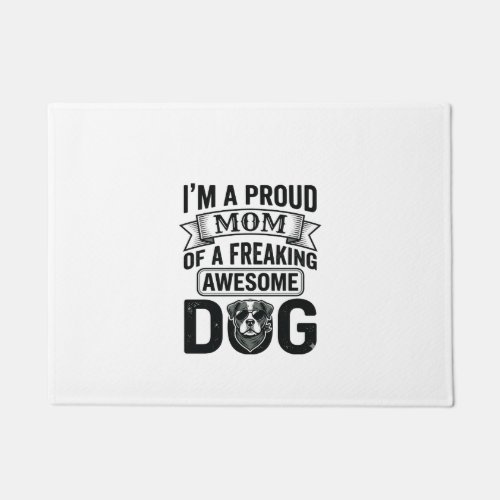 Proud Dog Mom Vintage Engraving Vector Design_1 Doormat