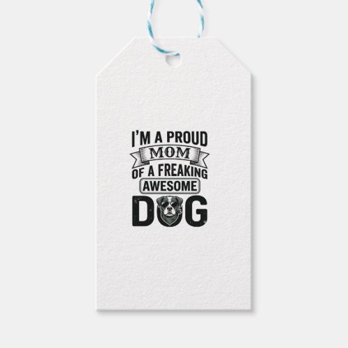 Proud Dog Mom Vintage Engraving Vector Design_1 Gift Tags