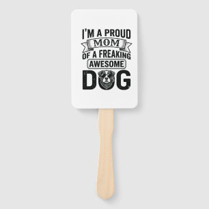 Proud Dog Mom Vintage Engraving Vector Design_1 Hand Fan