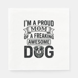 Proud Dog Mom Vintage Engraving Vector Design_1 Napkins