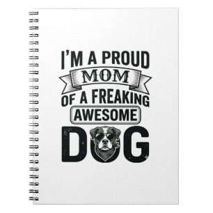 Proud Dog Mom Vintage Engraving Vector Design_1 Notebook