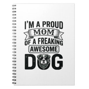 Proud Dog Mom Vintage Engraving Vector Design_1 Notebook