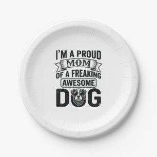 Proud Dog Mom Vintage Engraving Vector Design_1 Paper Plates