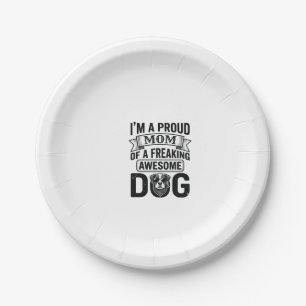 Proud Dog Mom Vintage Engraving Vector Design_1 Paper Plates