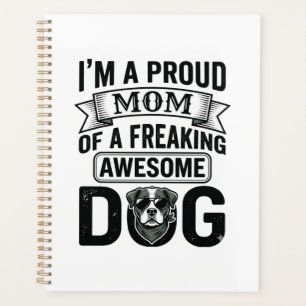 Proud Dog Mom Vintage Engraving Vector Design_1 Planner