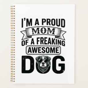 Proud Dog Mom Vintage Engraving Vector Design_1 Planner