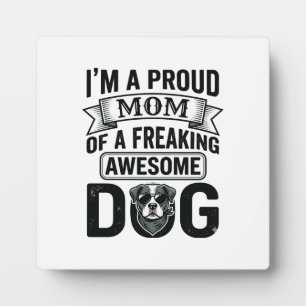 Proud Dog Mom Vintage Engraving Vector Design_1 Plaque