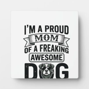 Proud Dog Mom Vintage Engraving Vector Design_1 Plaque