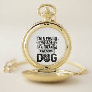 Proud Dog Mom Vintage Engraving Vector Design_1 Pocket Watch