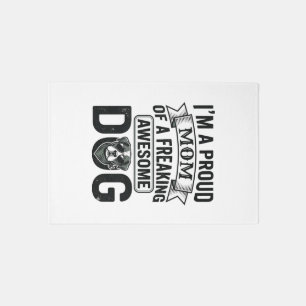 Proud Dog Mom Vintage Engraving Vector Design_1 Rug