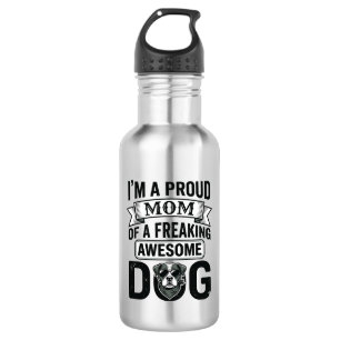 Proud Dog Mom Vintage Engraving Vector Design_1 Stainless Steel Water Bottle