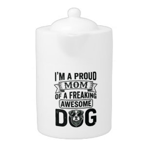 Proud Dog Mom Vintage Engraving Vector Design_1 Teapot