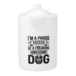 Proud Dog Mom Vintage Engraving Vector Design_1 Teapot