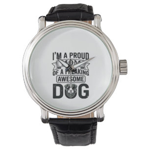 Proud Dog Mom Vintage Engraving Vector Design_1 Watch
