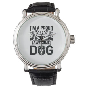 Proud Dog Mom Vintage Engraving Vector Design_1 Watch