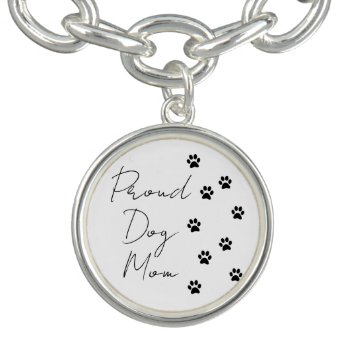Proud Dog Or Cat Mom Cute Modern Pet Love Charm Bracelet by thecatshoppe at Zazzle