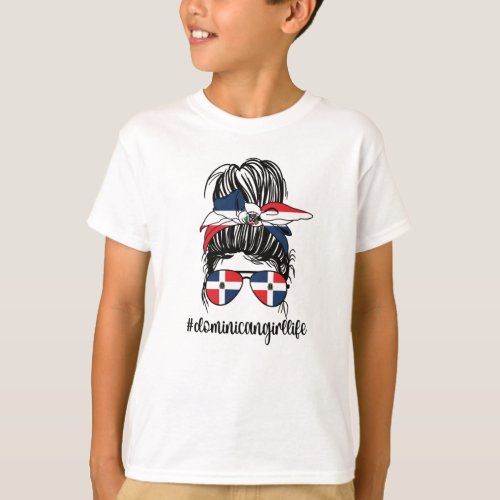 Proud Dominican Girl Dominican Republic Flag Roots T_Shirt