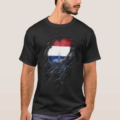 Proud Dutch Roots Heritage Torn Ripped Netherlands T_Shirt