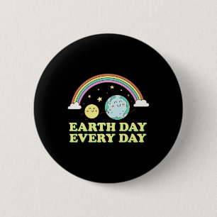Proud Earth Day Tees Earth Day Every Day Rainbow G Button